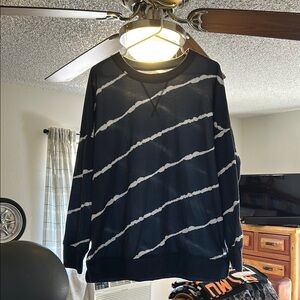 Blue Crewneck Sweater with Diagonal Stripes